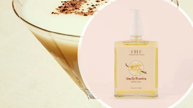 An espresso martini with a Vanilla bourbon body oil. 